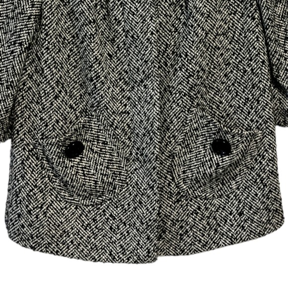 XXI Women's Black White 3/4 Sleeve Lined Tweed Coat Jacket Size Small Flare Knit - Picture 9 of 11
